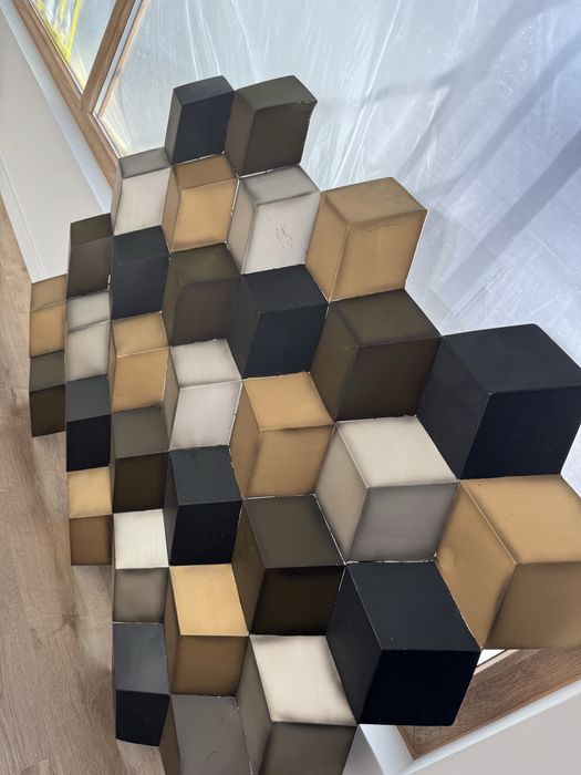 Quadro Area 3d latao preto/dourado/cinza