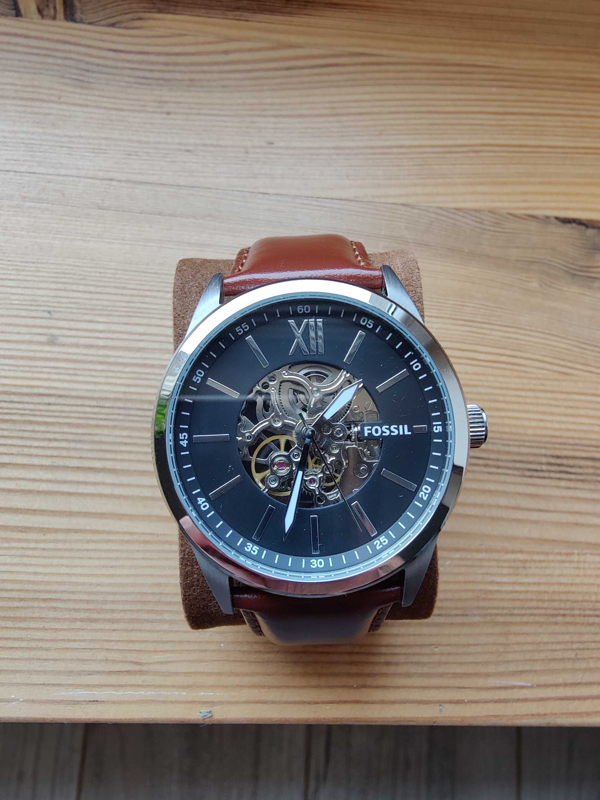 Zegarek Fossil Flynn BQ2386 Automatic, Skeleton, Skórzany pasek