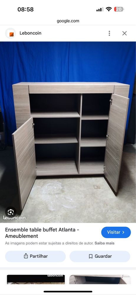 Mesa de sala e aparador carvalho cinza