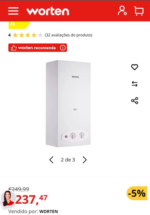 Esquentador 5 meses de uso