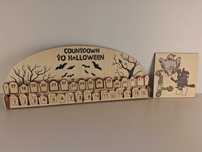 Y013 Drewniany Kalendarz Odliczający Halloween Adwentowy Dekoracja