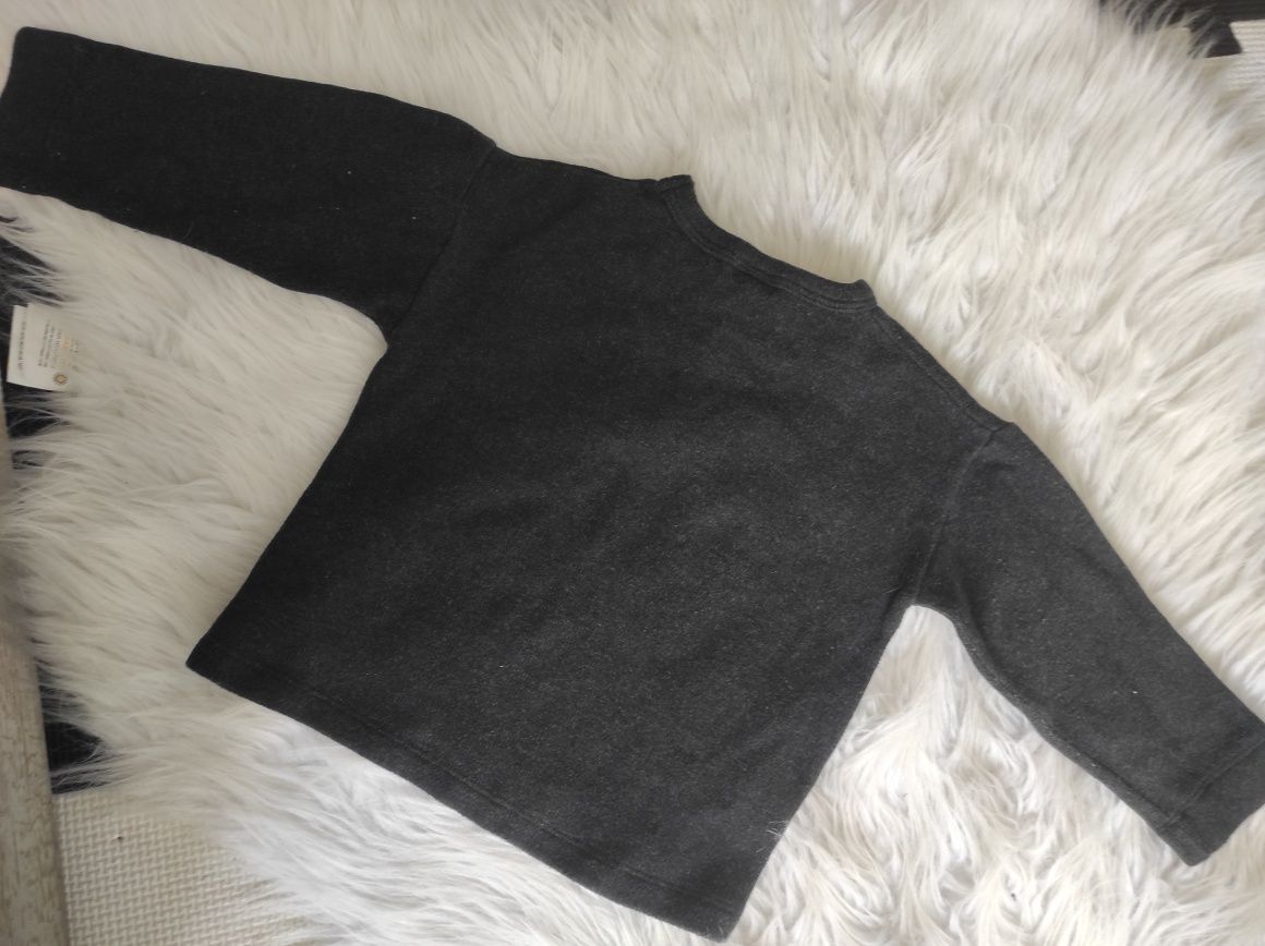 Bluzka Zara 80 jak sweterek soft touch z kieszonką czarna grafitowa
