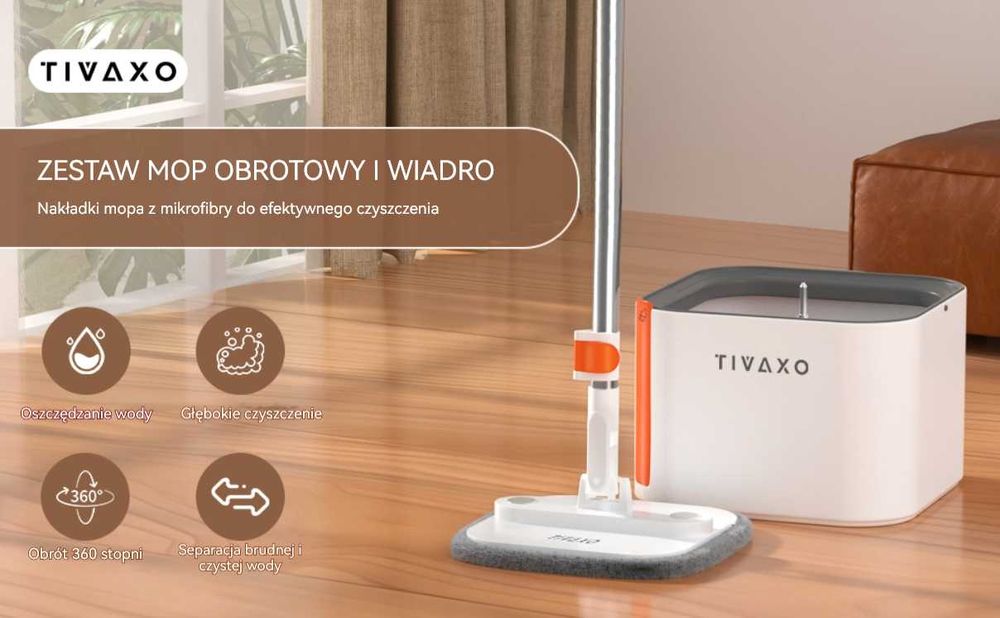 Smart Mop premium TIVAXO A11 - separacja czystej i brudnej wody