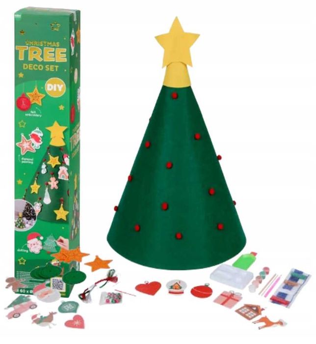 Choinka z filcu duża do udekorowania DIY, OZDOBY NA RZEPY