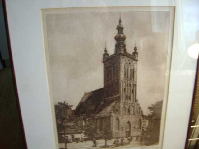 Starocie z PRL - Gdańsk = Staloryt do rozpoznania z 1985r. 50cm x 40cm