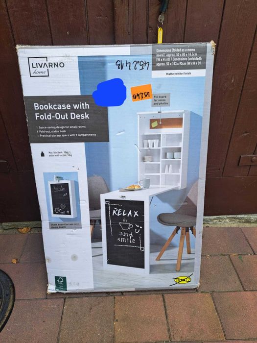 Nowe 2w1 Biurko ścienne rozkładane + SZAFKA 8 półek
