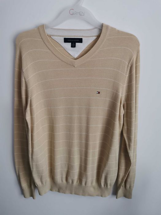 Tommy Hilfiger sweter w serek bawełniany męski ORYGINALNY M/L