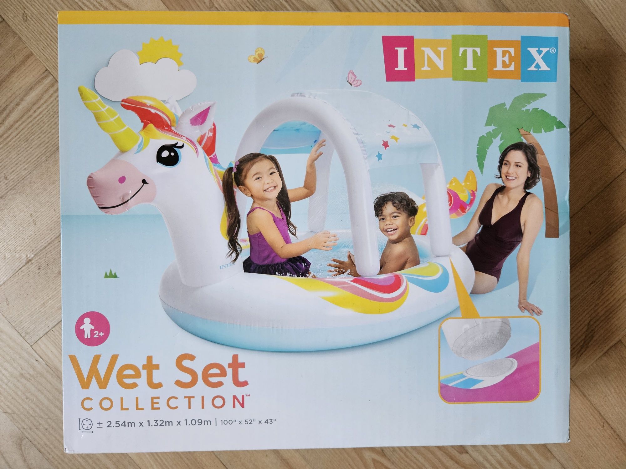 Basen dmuchany jednorożec z daszkiem. Dla dzieci. Wet collection Intex
