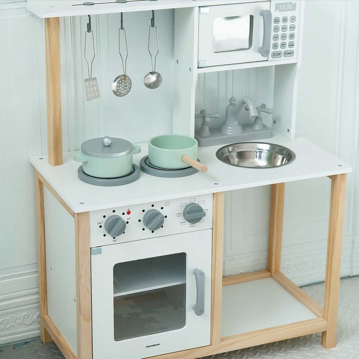 Mocna Duża Bezpieczna Kuchnia Drewniana Dla Dzieci  + Gratis Akcesoria