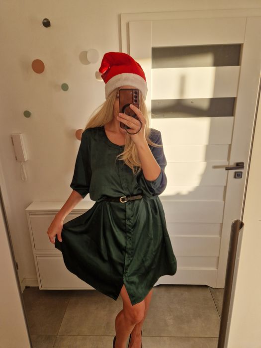 Zizzi 5xl 6xl 50 52 atlasowa sukienka koszulowa na Święta Sylwestra