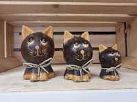 Figurki drewniane koty kotki z drewna figurki ozdobne rzeźby
