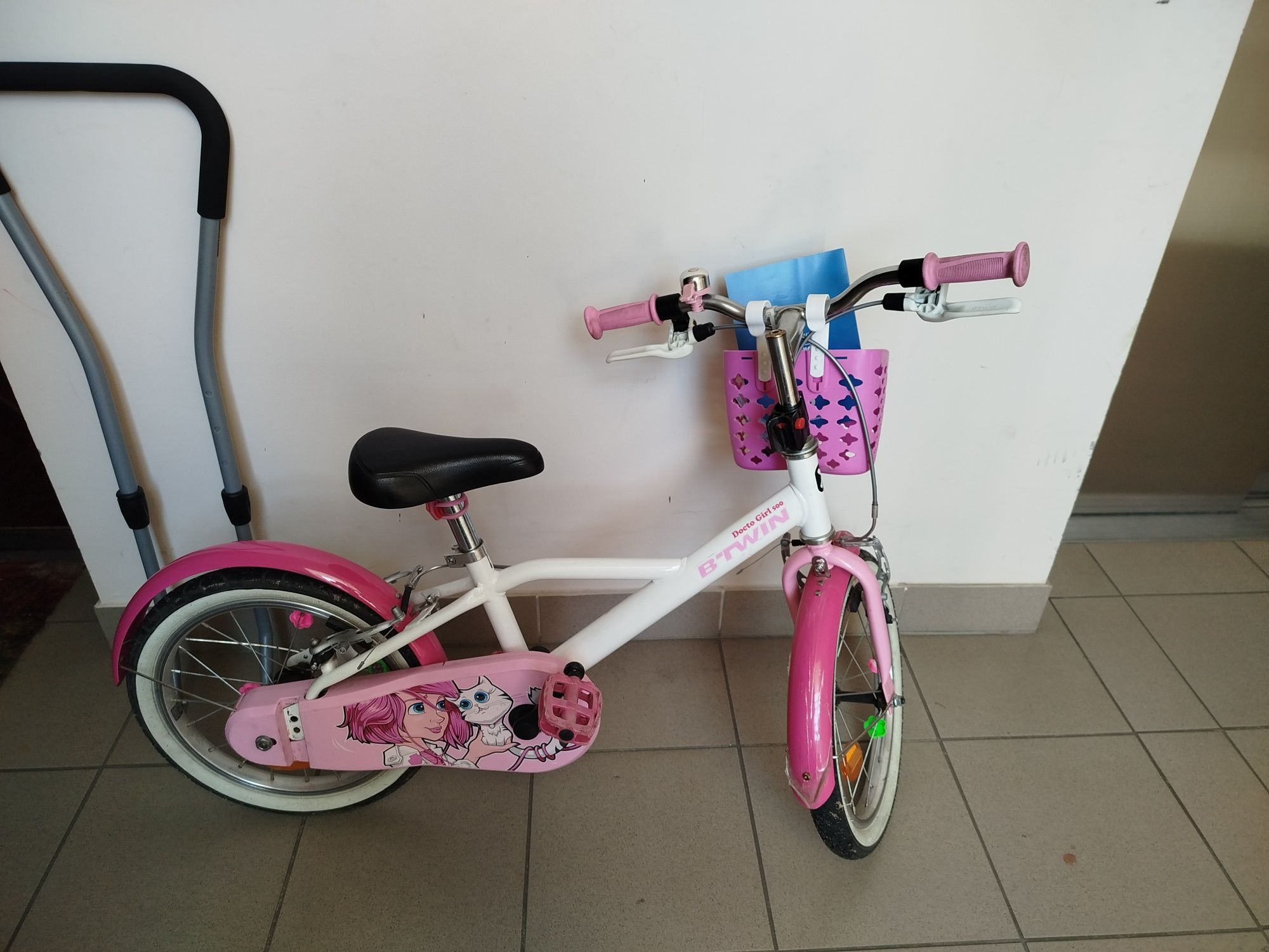 Rowerek dziecięcy B'twin Docto girl 500 plus pałąk, 16 cali