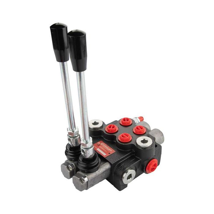 Rozdzielacz hydrauliczny 2 sekcyjny 40L z jedną sekcją z zatrzaskiem