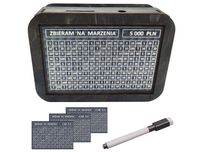 SKARBONKA DREWNIANA Wykreślanka 3 KARTY 5000, 10000, 15000 PISAK Heban