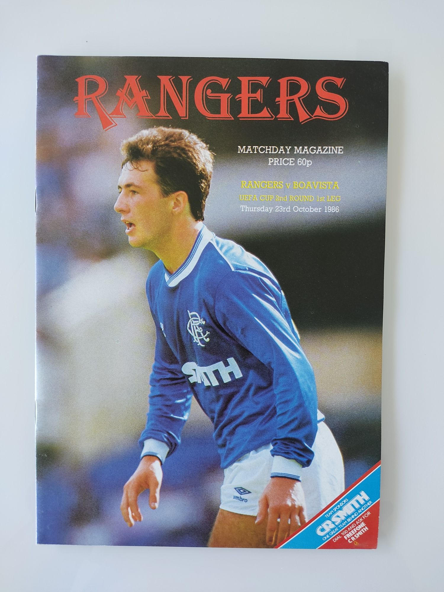 Programa Rangers Boavista 1986 e 87 UEFA