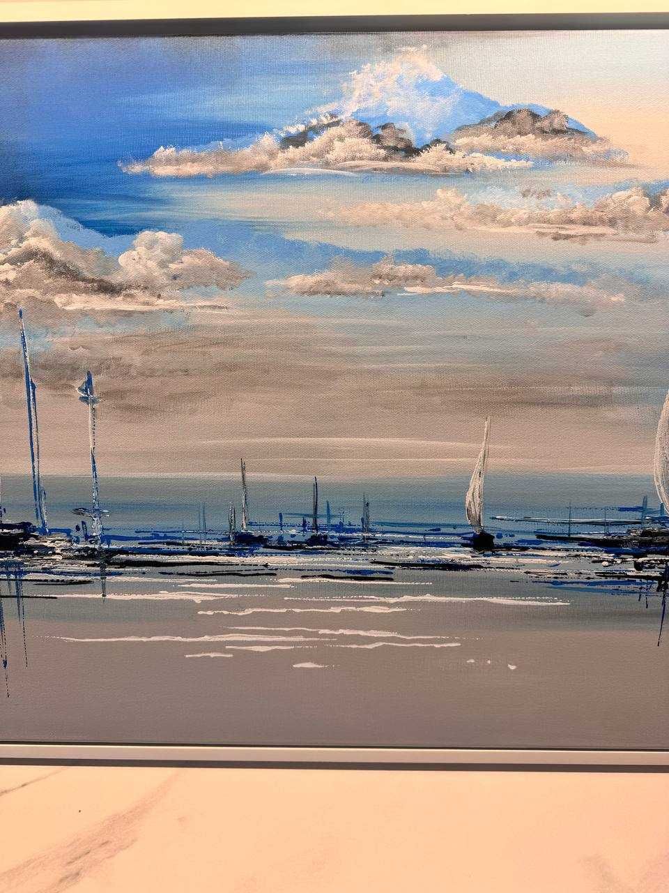 Obraz ręcznie malowany na płótnie – „Błękitny port”