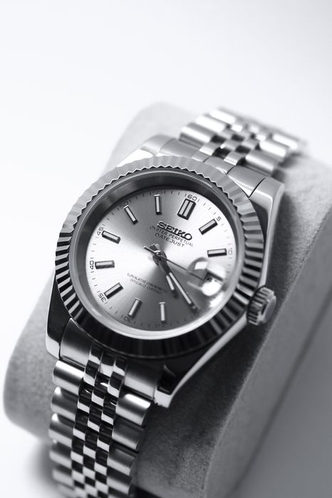 Zegarek Custom Seiko Mod Datejust Silver