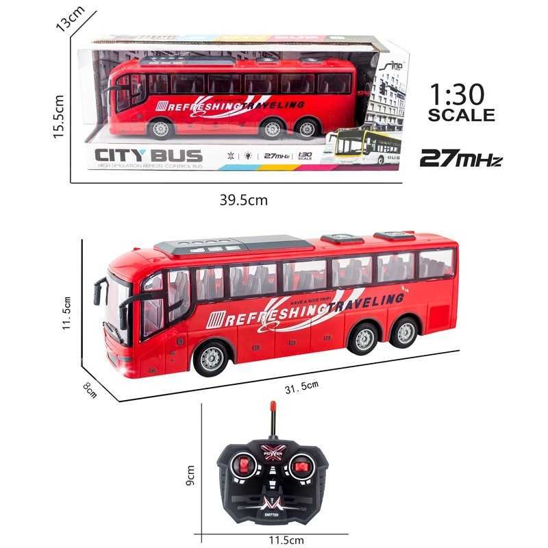 Turystyczny duży zdalnie sterowany autobus czerwony na baterie