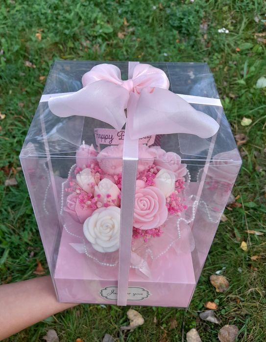 Flower box ze świec sojowych/box prezentowy