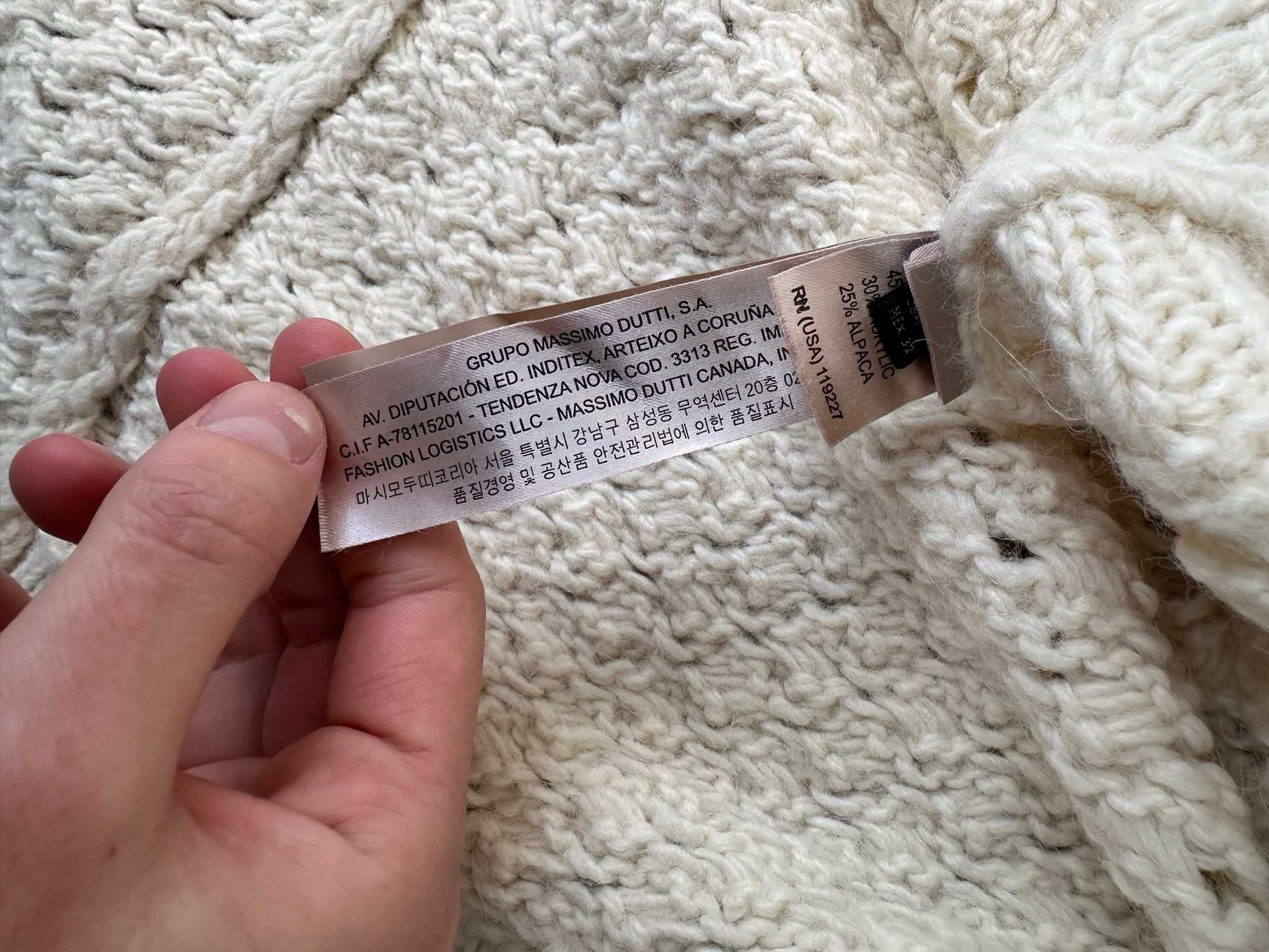 Sweter wełniane ponczo Massimo Dutti alpaka oversize r. M