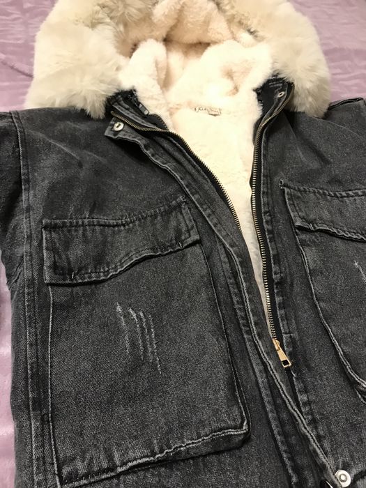 Джинсовая зимняя (2 в 1) фирменная курточка «Kids Star»