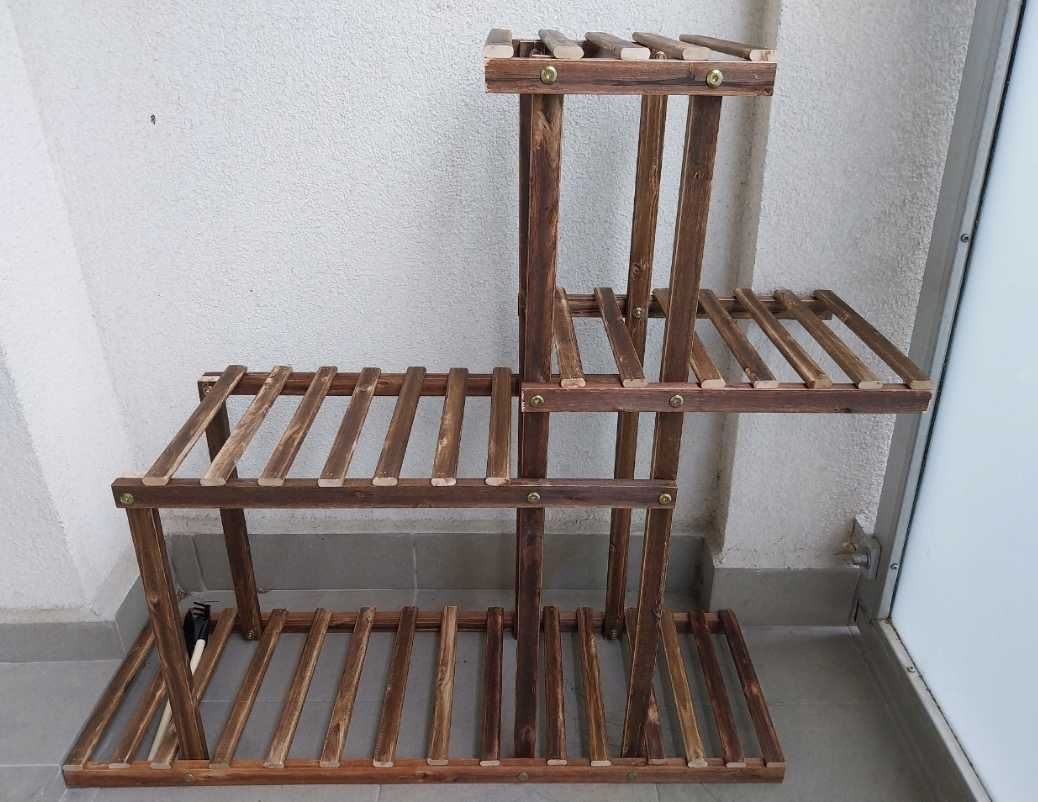 Drewniany stojak na kwiaty Kwietnik na rośliny na balkon 78x73x25