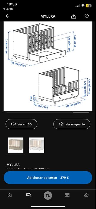 Berço IKEA com gaveta