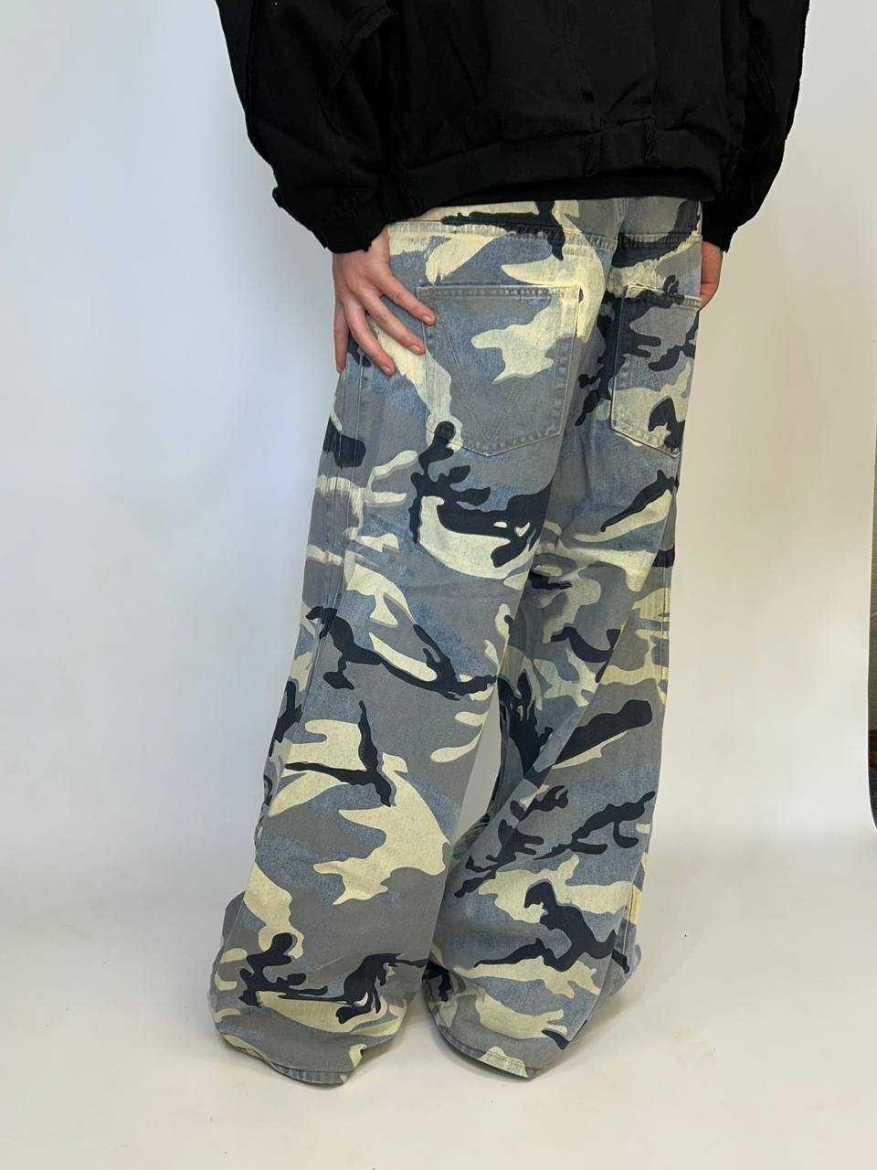 Штани джинсы камо camo голубые серые камуфляж baggy джинси штаны