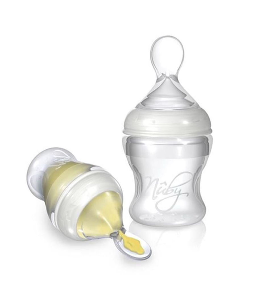 Силіконова пляшечка nuby "natural touch" з силіконовою ложечкою 150 мл