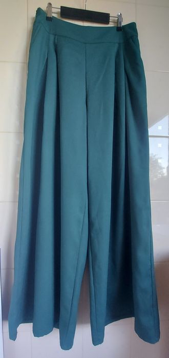 Темно- зелені брюки палаццо L