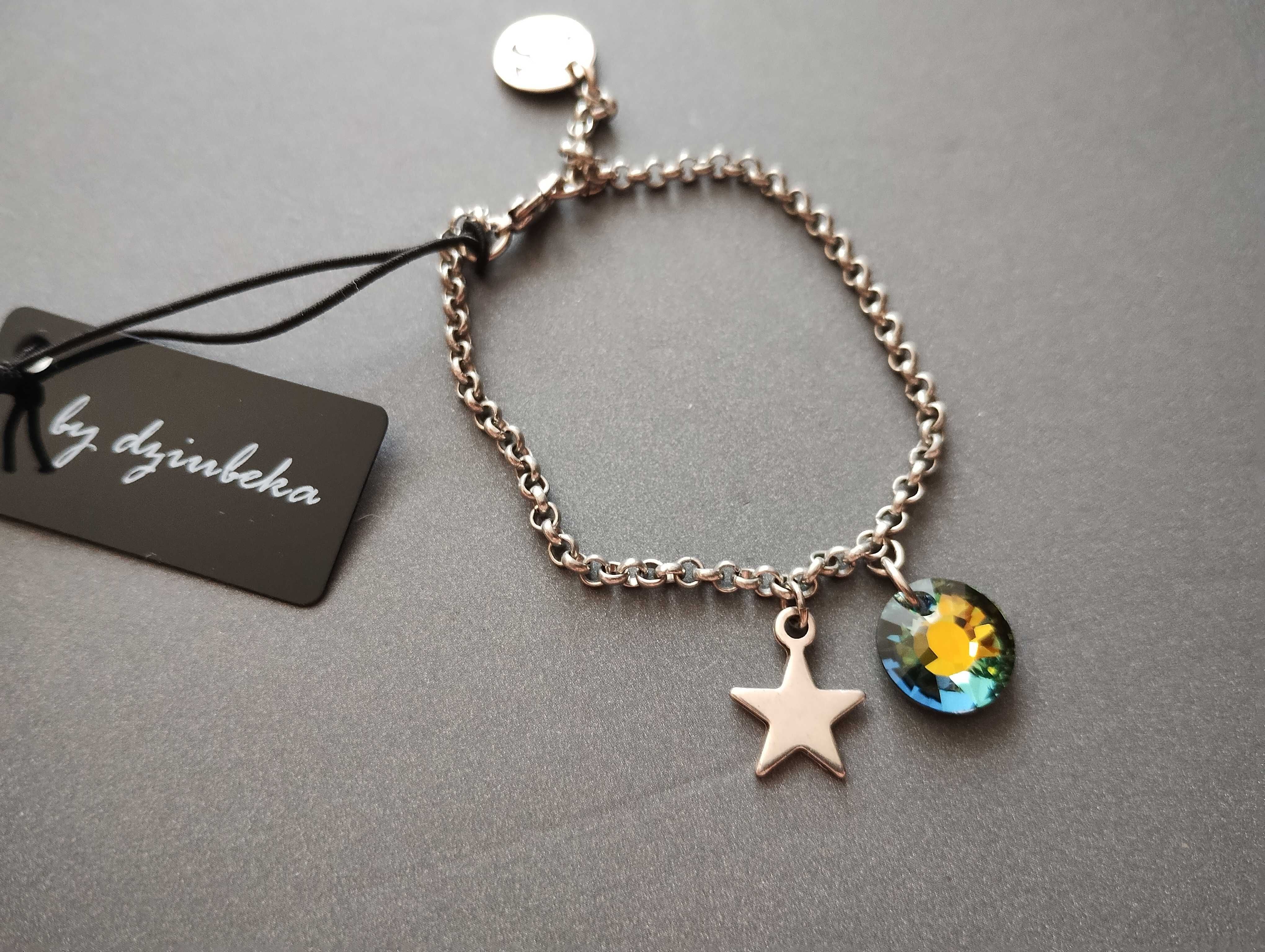 Bransoletka By Dziubeka srebrna z gwiazdą i kryształem Swarovski