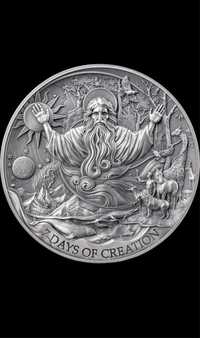 Монета Сім днів творіння, 2 унції (62.2г) срібла, високий рельєф