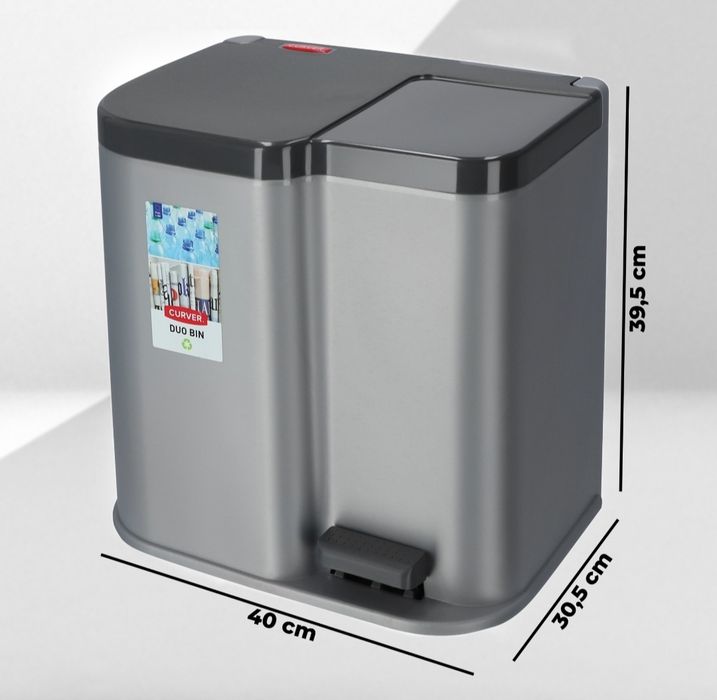 Curver 21 l. kosz na śmieci do segregacji z pedałem, metalizowany