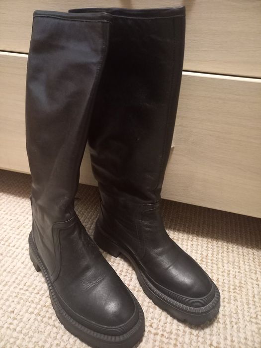 Зимові жіночі кожані чоботи європєйка  39розміру