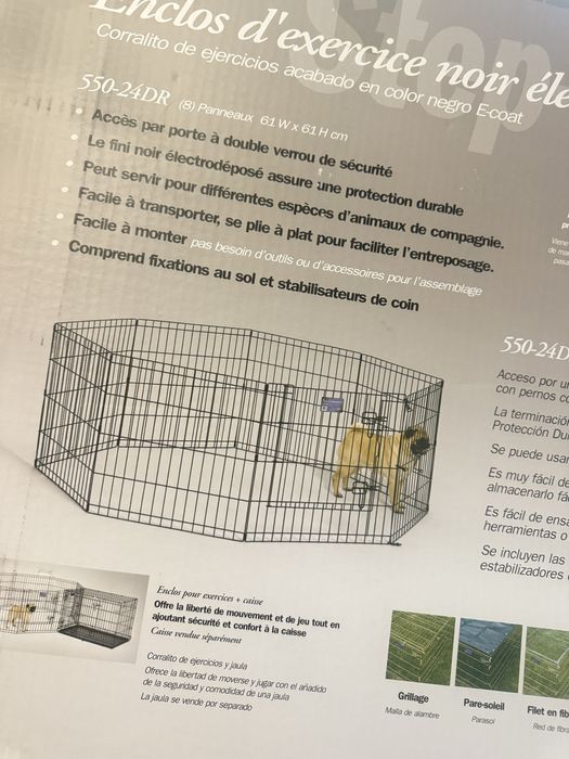 Kojec dla zwierząt metalowa klatka wybieg z drzwiami czarny