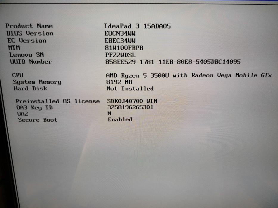 Lenovo ideapad 3 15ada05 USZKODZONY