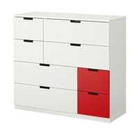 Komoda Nordli IKEA 8 szuflad biały/czerwony