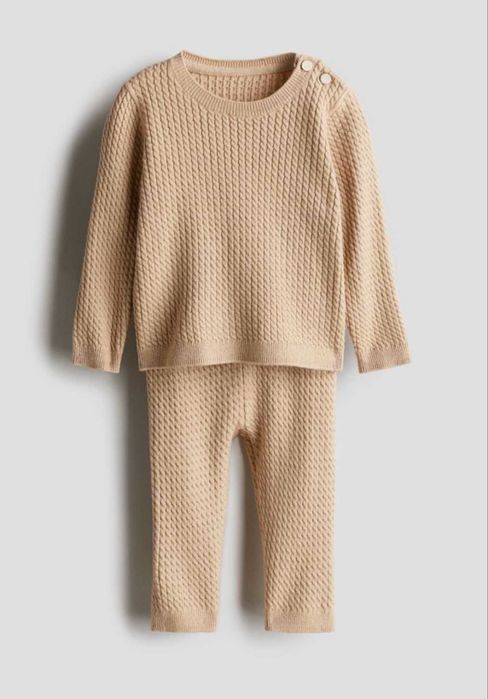Вязанный бежевый комплект H&M 92-98 размер