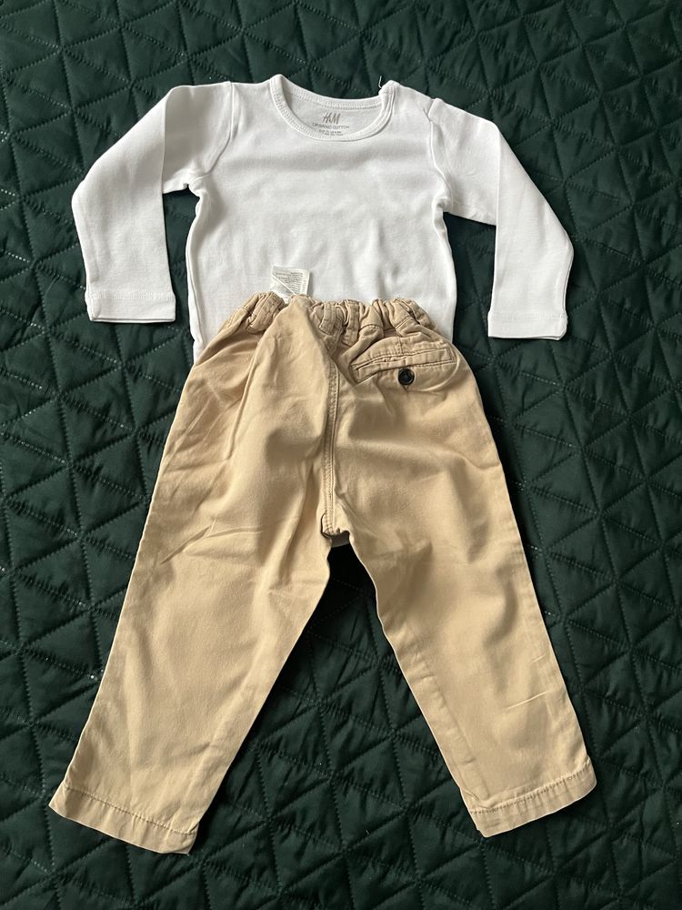 Spodmie body h&m 74 bezowe biale