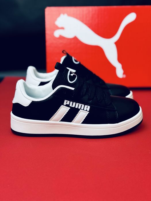 Puma кроссовки кожаные подростковые, кросівки Пума чорно білі Новинка