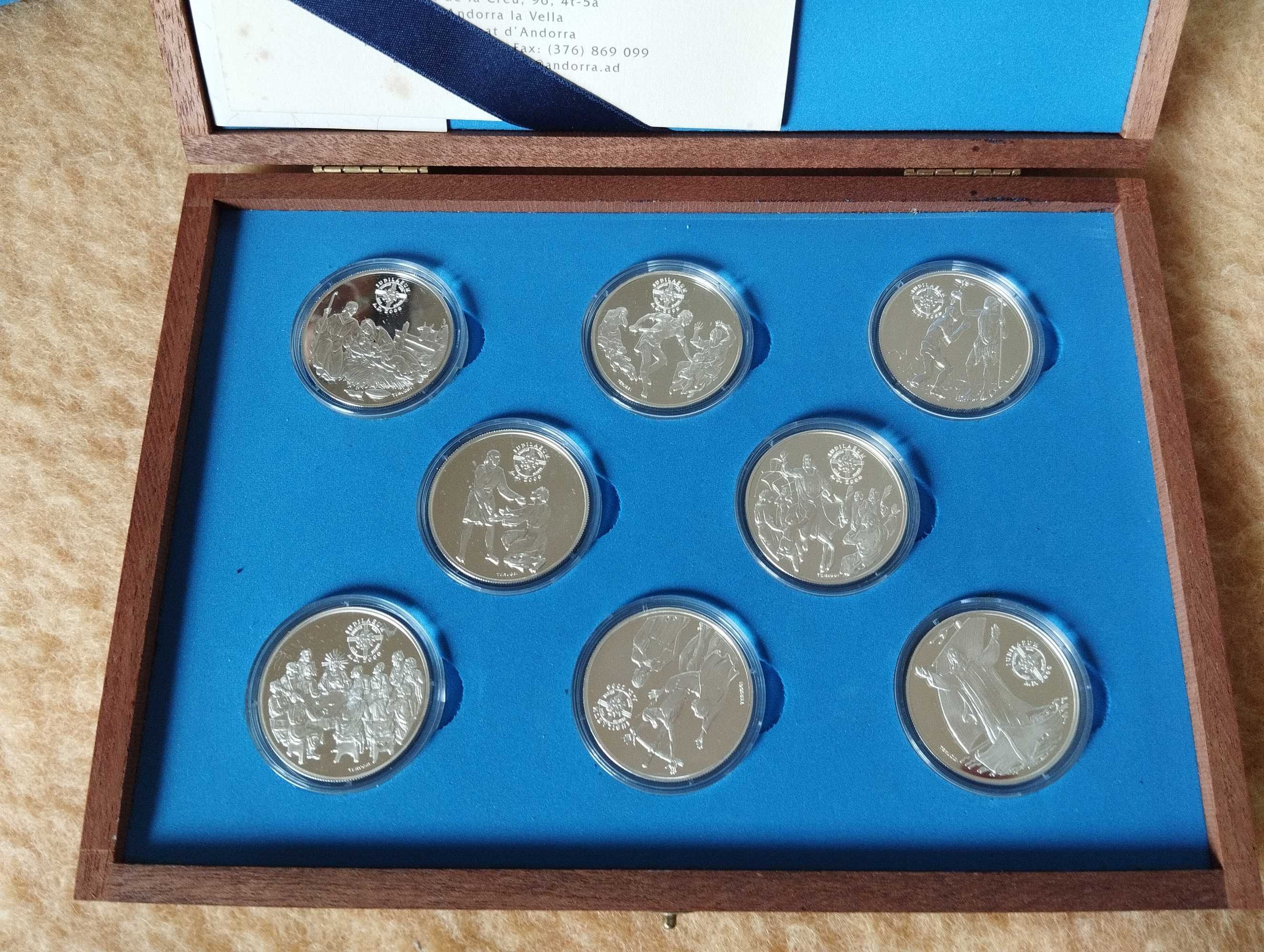 Andorra, coleção completa de 8 moedas 10 Diners 1999 "Jubileu 2000"