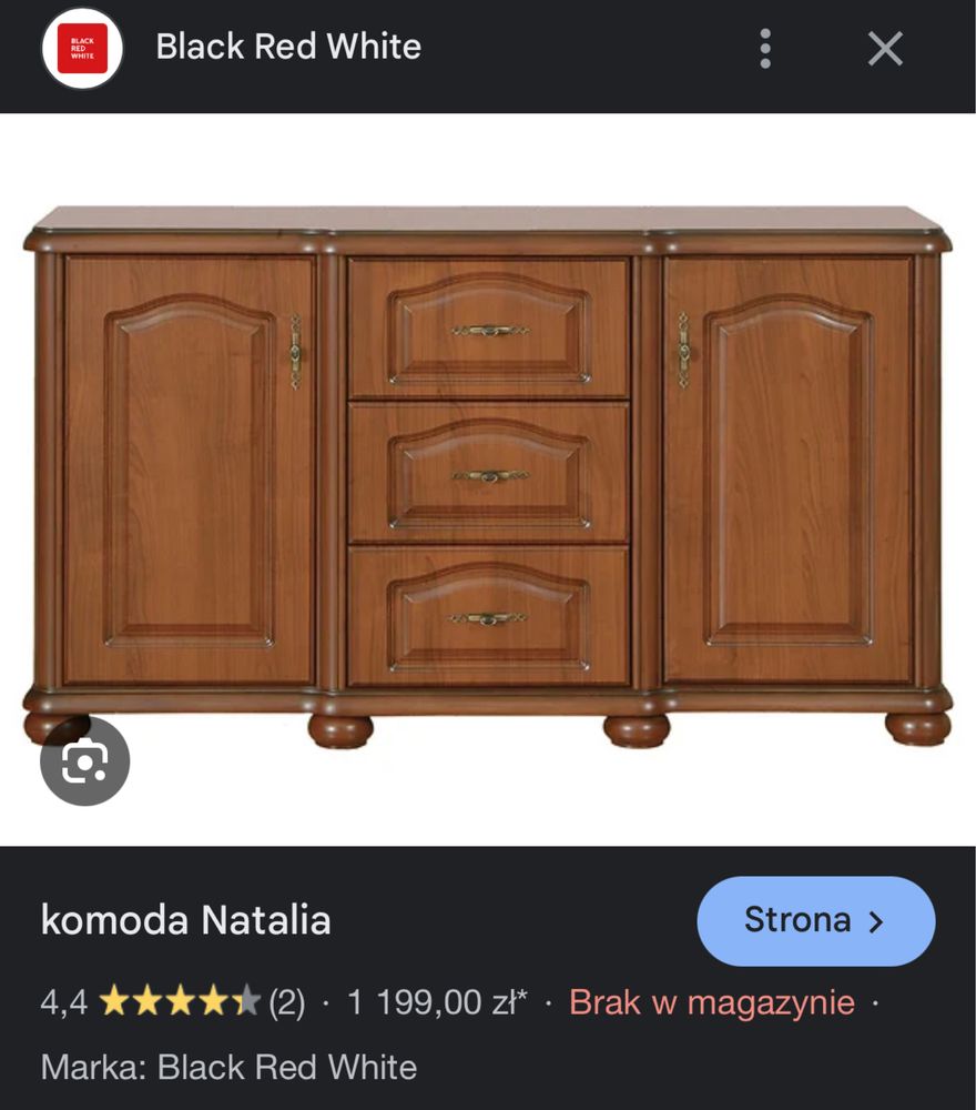 Zestaw trzech mebli BRW do salonu (kolekcja Natalia)