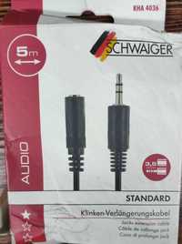 Schwaiger KHA4036 kabel przedłużacz audio 5 m 3.5mm Czarny