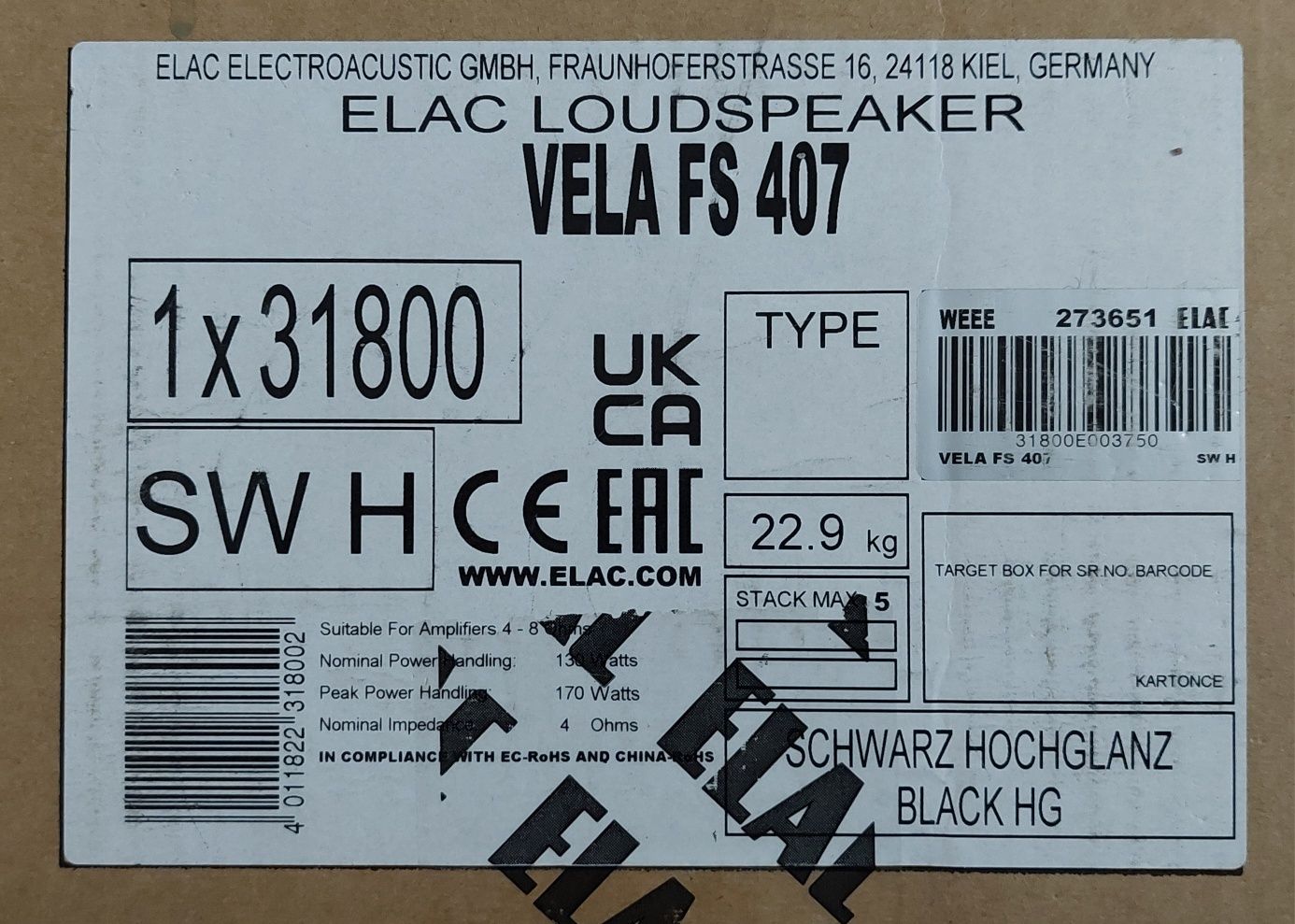 Elac Vela FS407 BL - 2 sztuki - kupione 14.02.2024