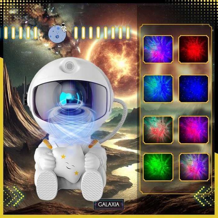 Projektor Gwiazd ASTRONAUTA Dla Dzieci Lampka Nocna Rzutnik Laserowy