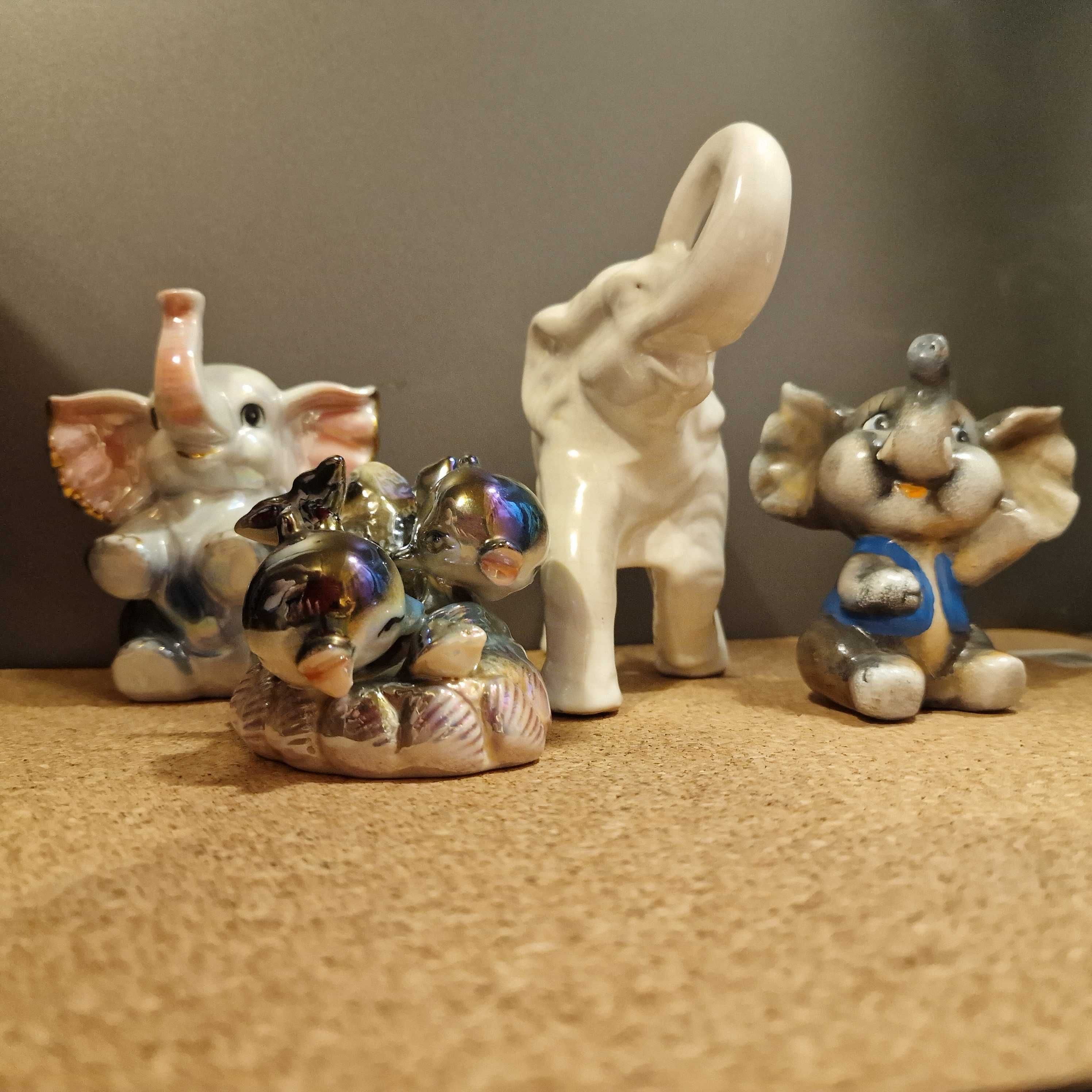 Słoń porcelana, delfin, porcelana kolorowa . Z Ceramiki. Z porcelany.