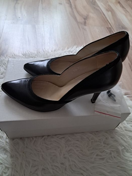 Czarne szpilki skóra naturalna