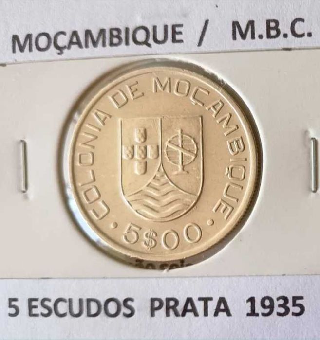 1 Moeda Portuguesa 5 Escudos Ex Colónia Ultramarina Moçambique (Prata)