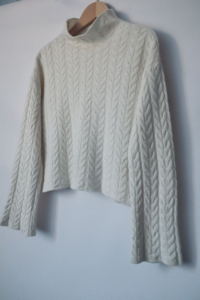 MLE Collection Sweter w warkocze wełna merino kaszmir