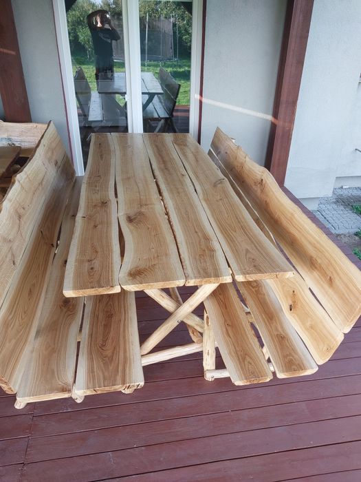Meble ogrodowe dębowe lakierowane